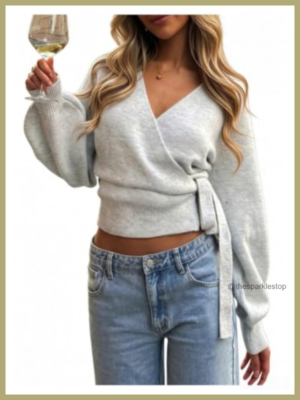 Wrap Sweater Front Tie Cardigan Crop Knit Long Sleeve Fall Layering